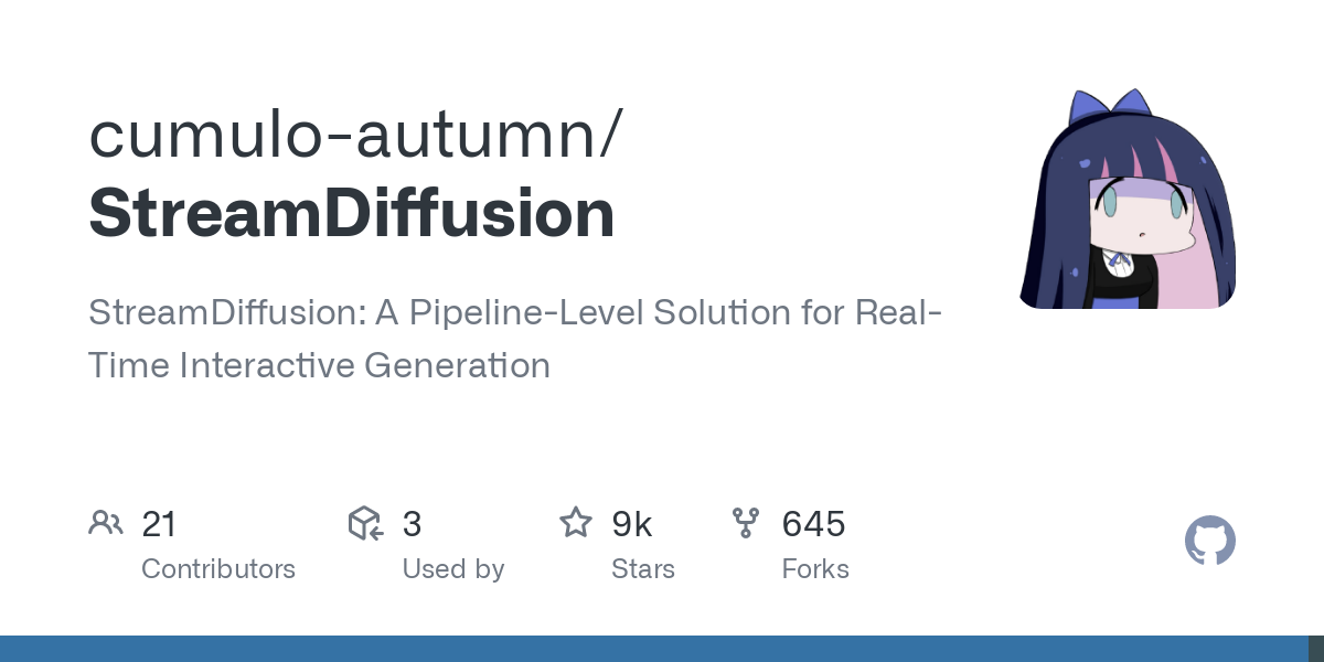 GitHub - cumulo-autumn/StreamDiffusion: StreamDiffusion: A Pipeline-Level Solution for Real-Time Interactive Generation