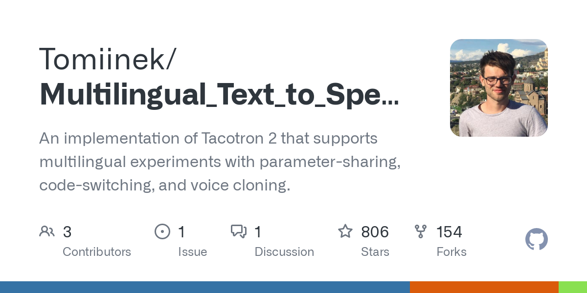 GitHub - Tomiinek/Multilingual_Text_to_Speech: An implementation of Tacotron 2 that supports multilingual experiments with parameter-sharing, code-switching, and voice cloning.