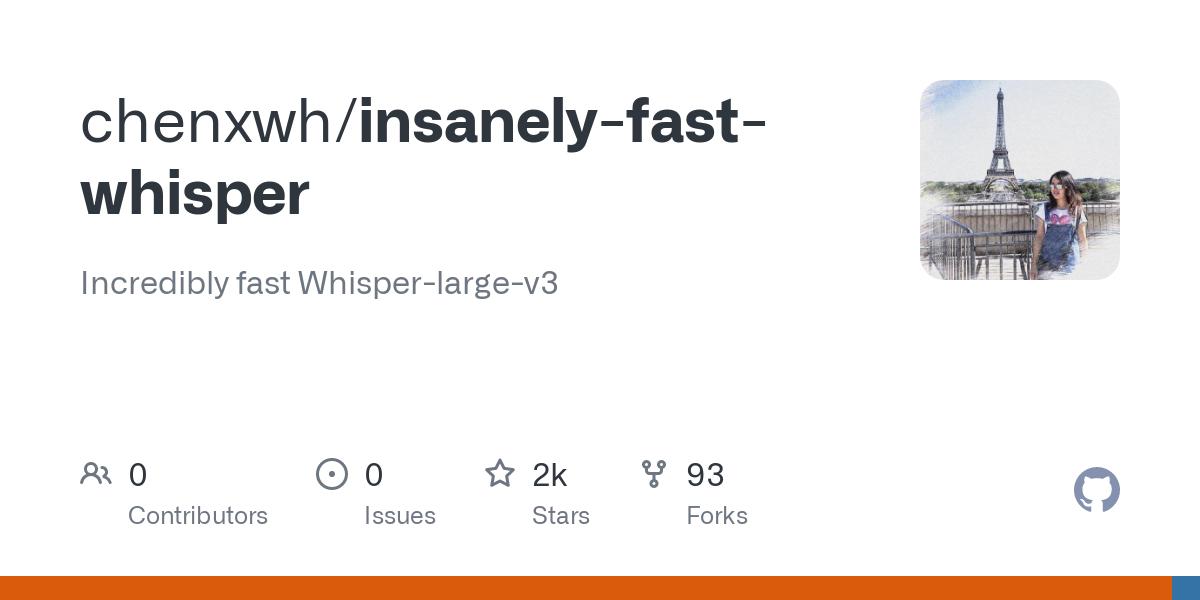 GitHub - chenxwh/insanely-fast-whisper: Incredibly fast Whisper-large-v3